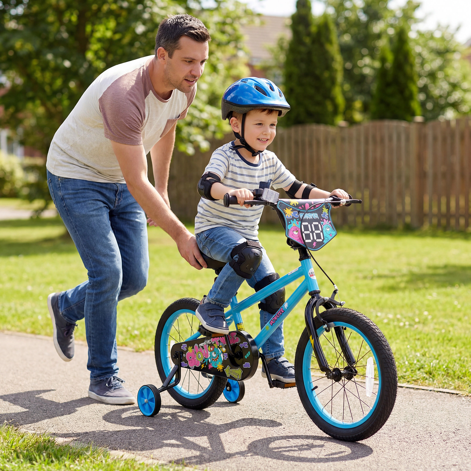 16-in Kids Bike for Boys Age 4-7 with Detachable Training Wheels Hand Brake and Rear Coaster Brake Kids Bicycle
