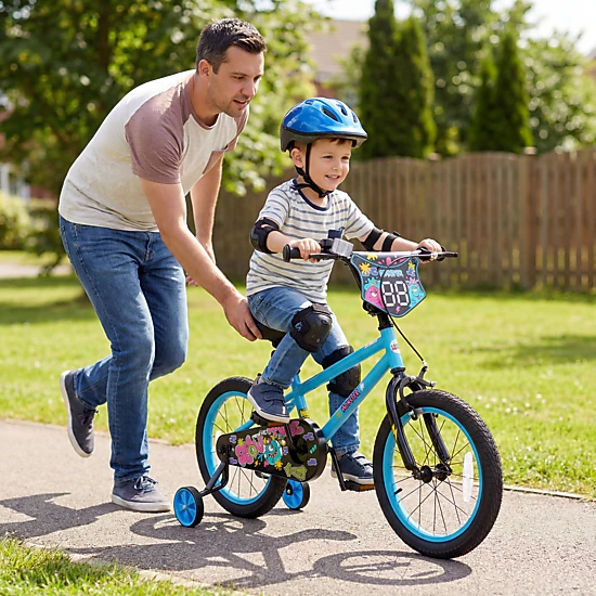 16-in Kids Bike for Boys Age 4-7 with Detachable Training Wheels Hand Brake and Rear Coaster Brake Kids Bicycle