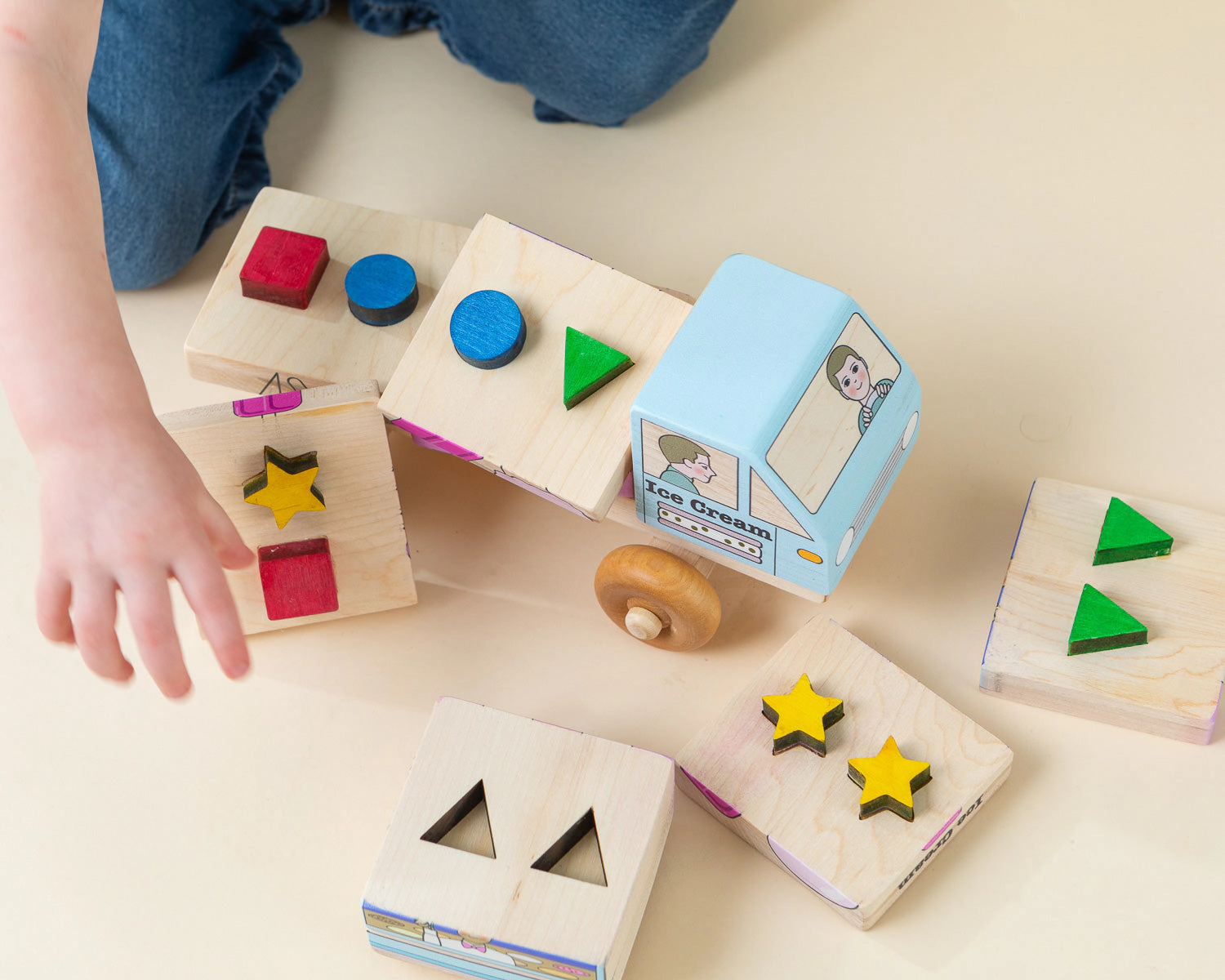 Stackable Ice Cream Truck Puzzle - Wooden Montessori Toy - Made in Canada