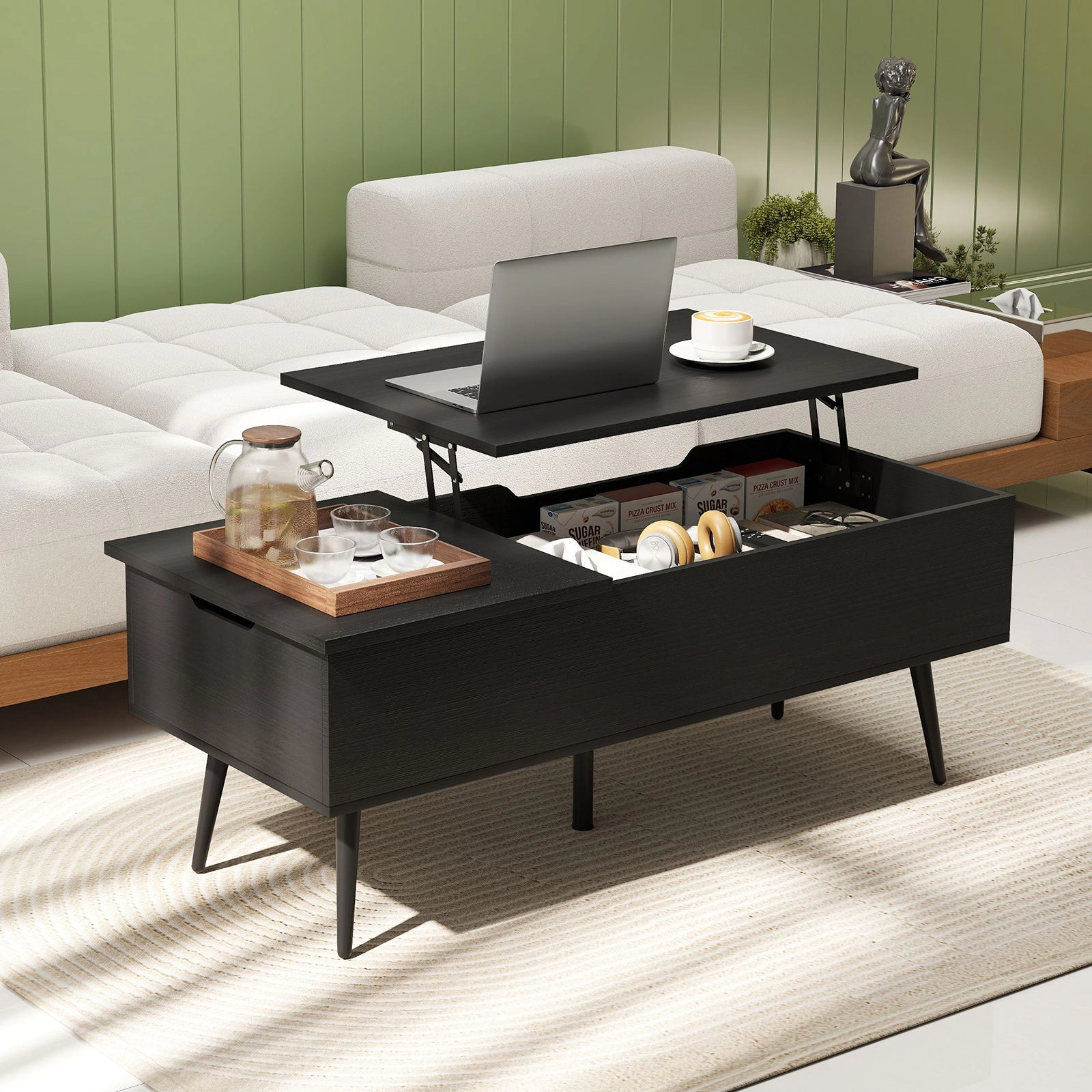 SlickBlue 47 Inch Lift Top Coffee Table with Hidden Storage