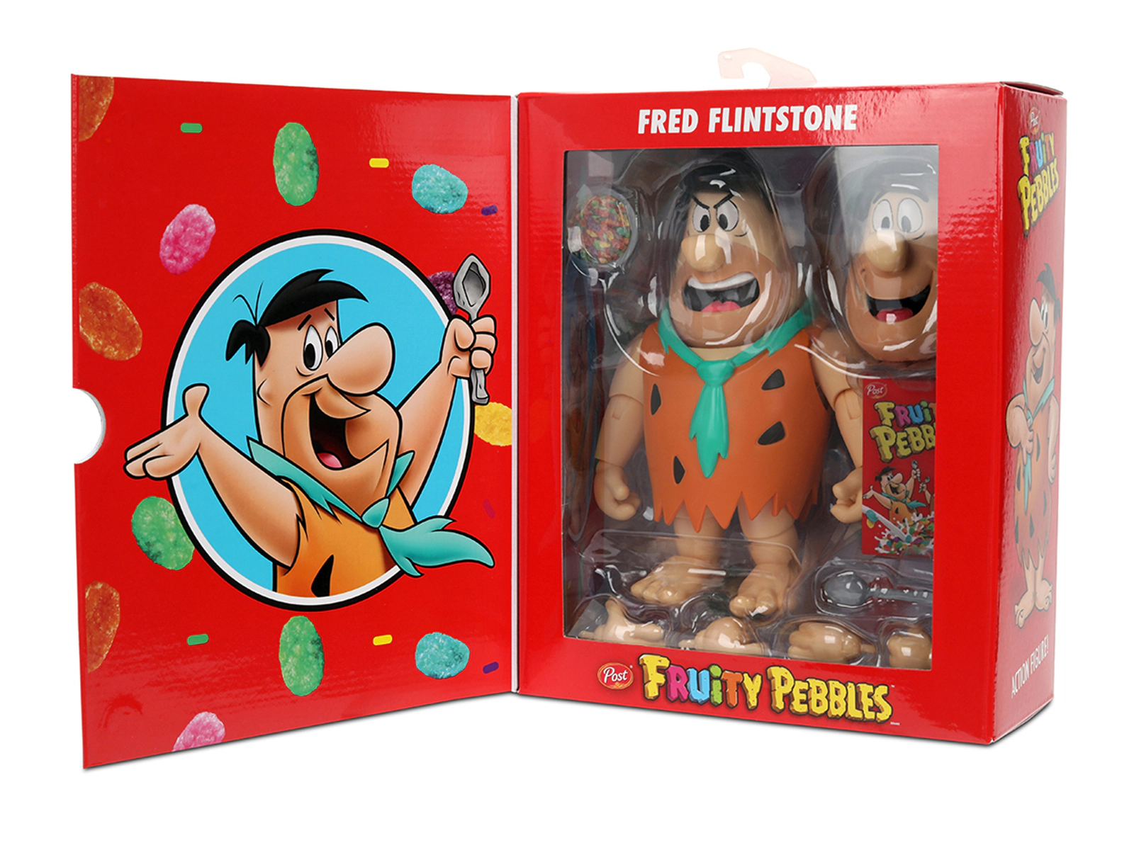 Jada Fred Flintstone 6" Moveable Figure with Accessories and Alternate Head and Hands "The Flintstones - Post