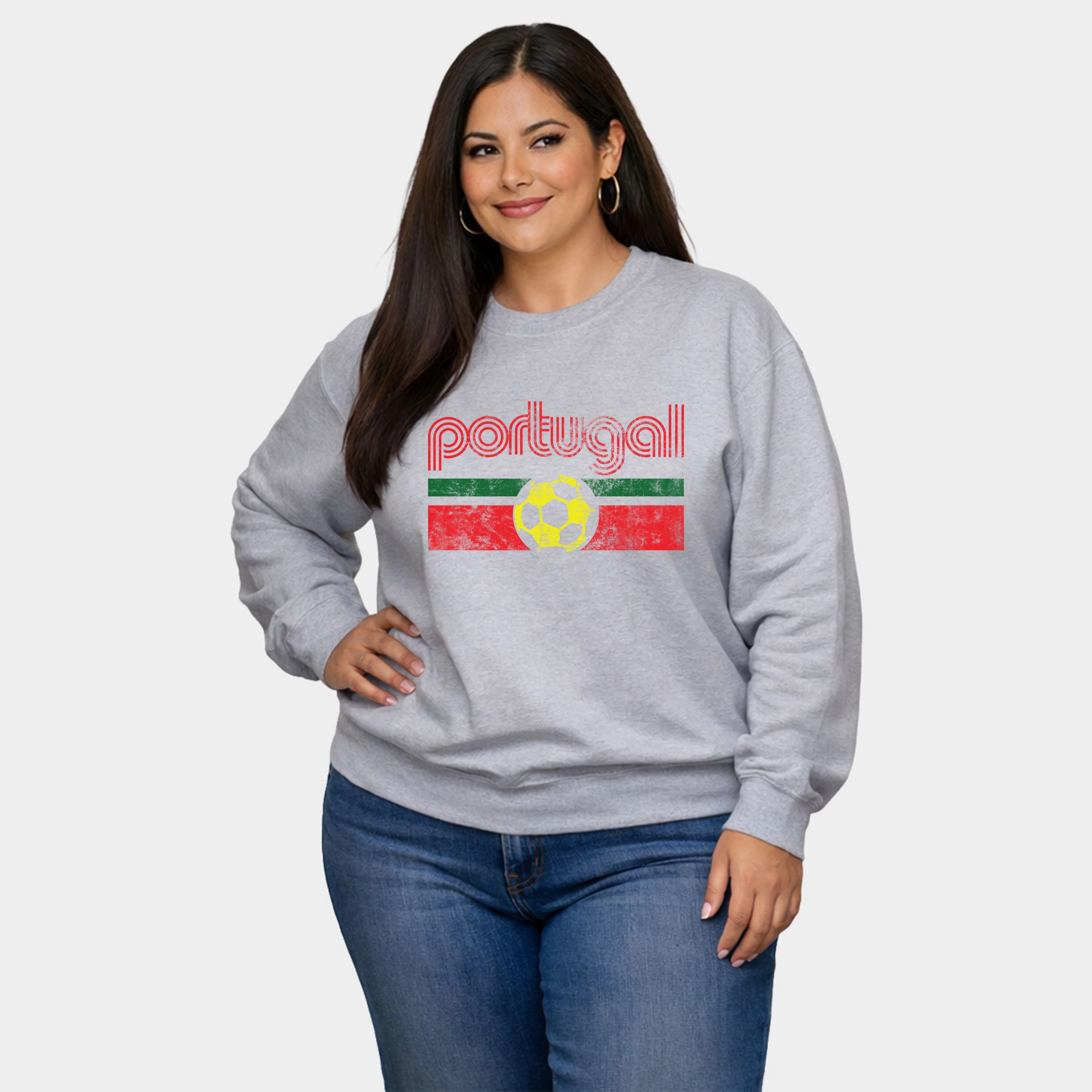 Simply Sage Market -  Women's Plus Sized Graphic Sweatshirt Portugal Soccer Flag