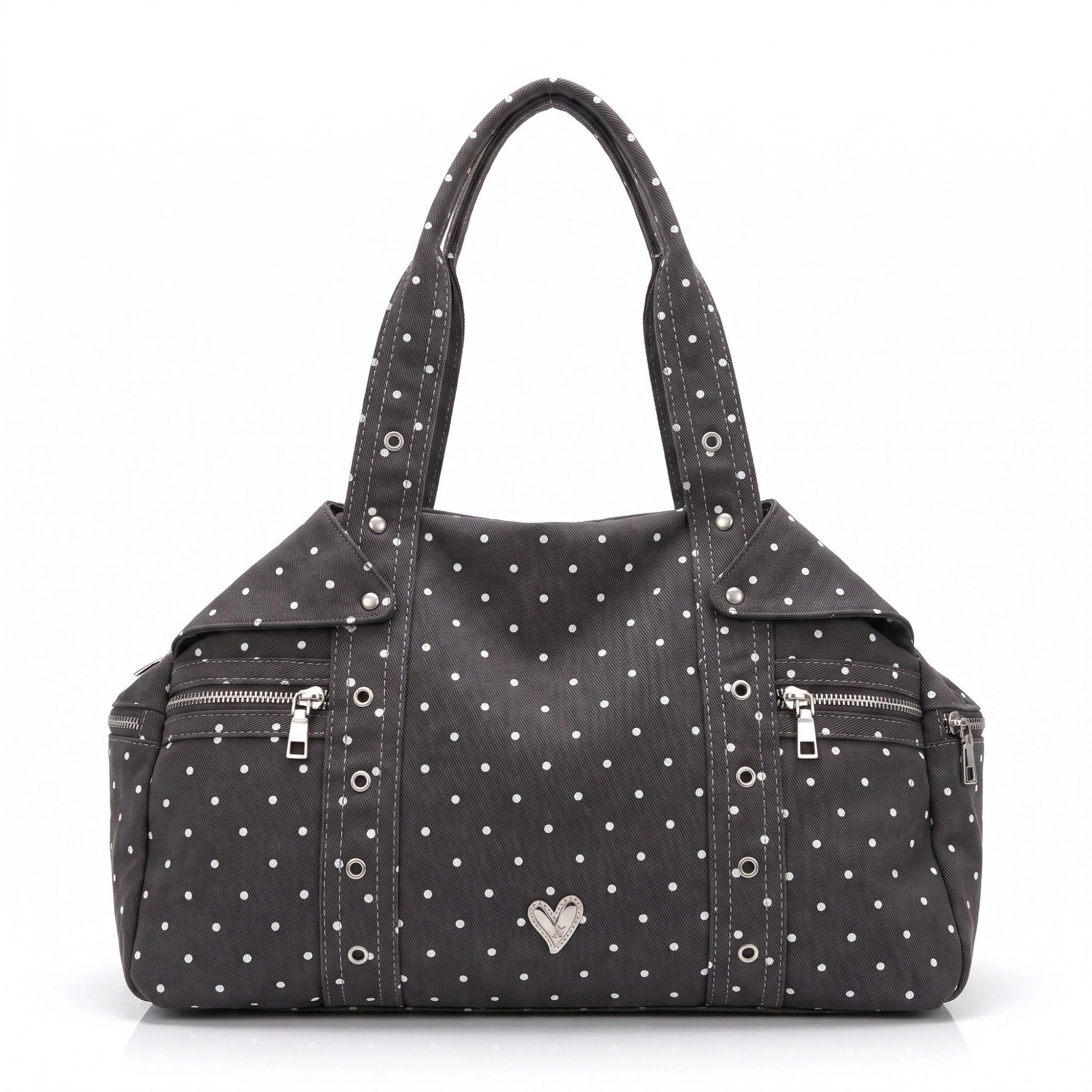 Alilang Women's Polka Dot Multi-Pocket Shoulder Bag with Zip Closure