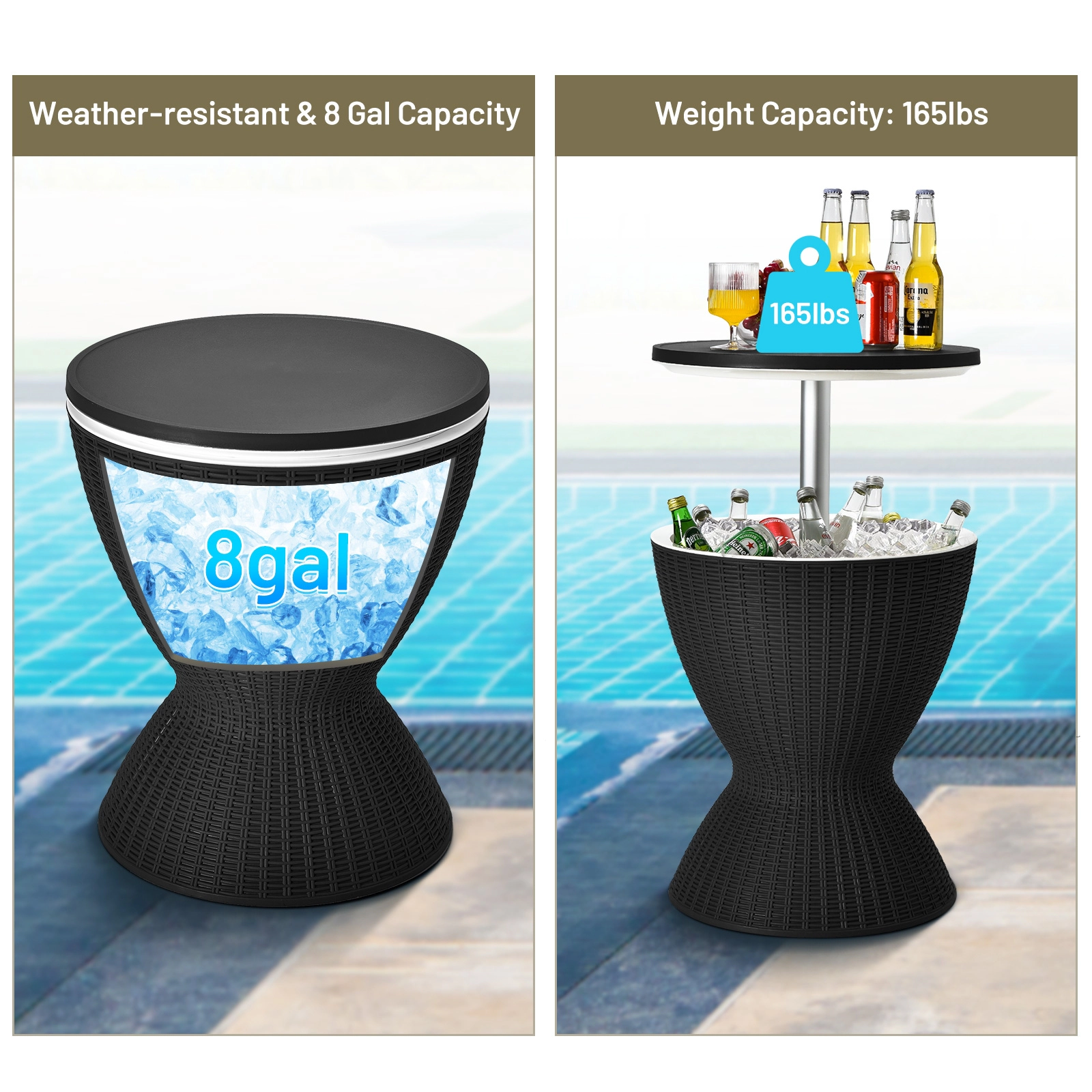 Hivvago Outdoor Bar Table with Rattan Design