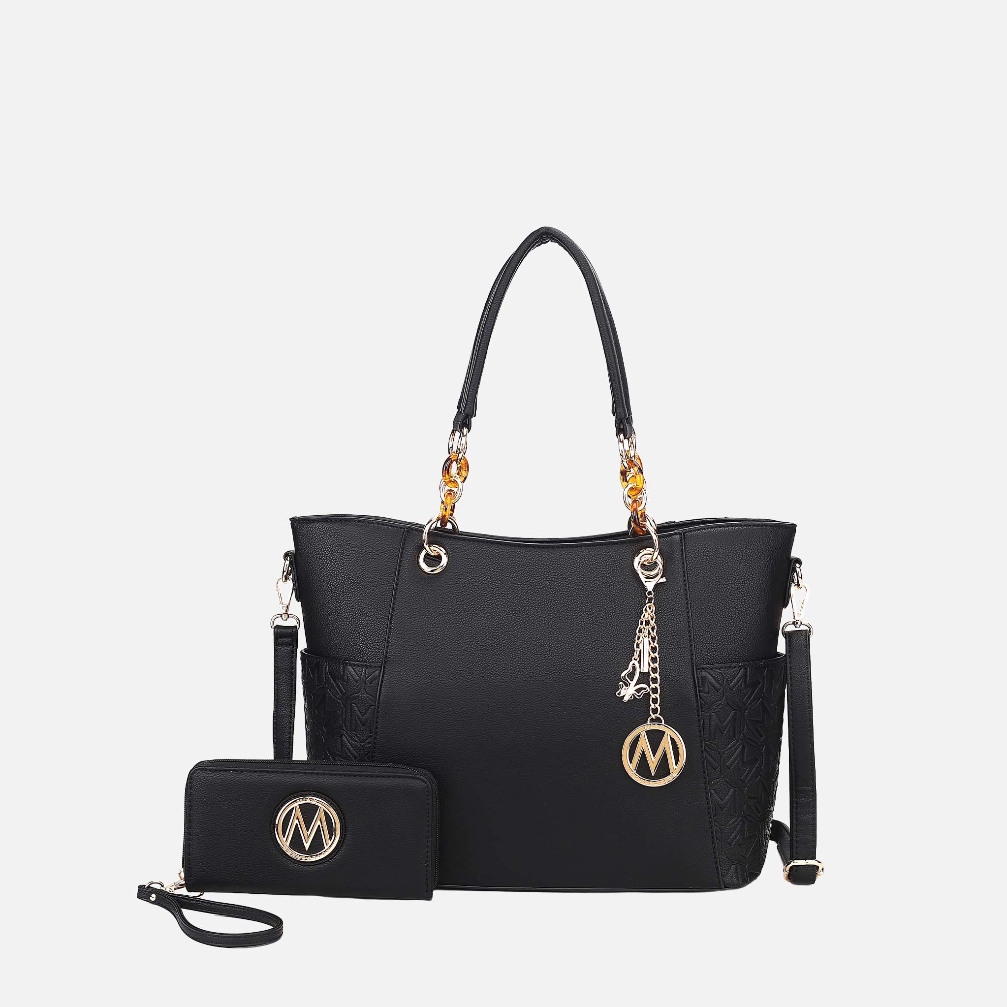 MKF Collection Merlina Embossed Vegan Leather Tote with Wallet - Gold-Tone Hardware