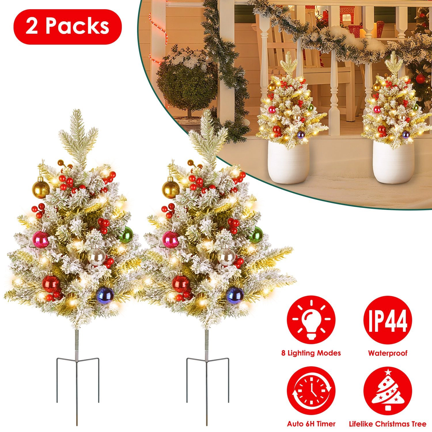 GBruno 2-Piece LED Christmas Tree Urn Filler