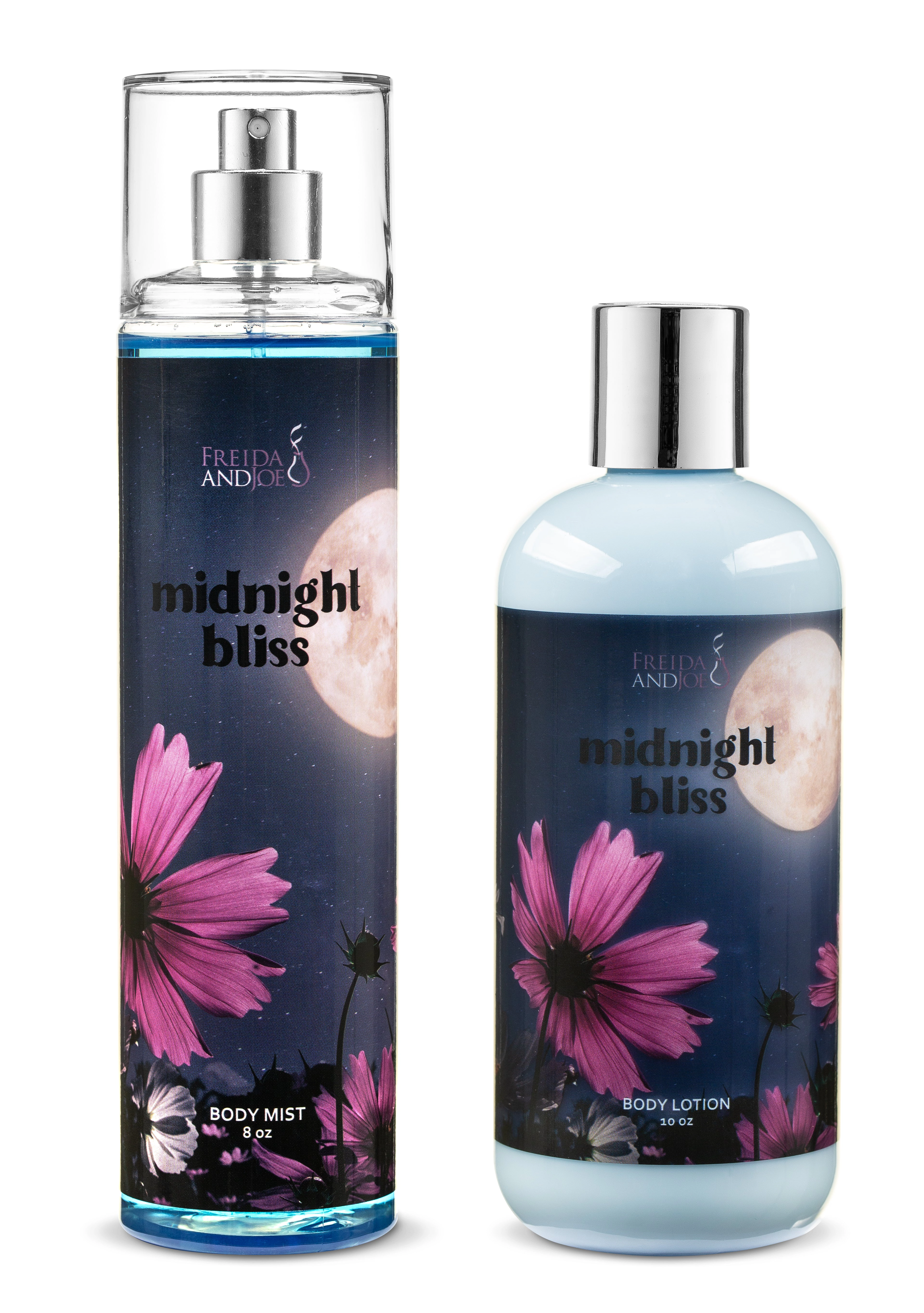 Freida and Joe  Women Midnight Bliss 10oz  Body Lotion 8oz Body Mist Spray Set Valentine's Gift