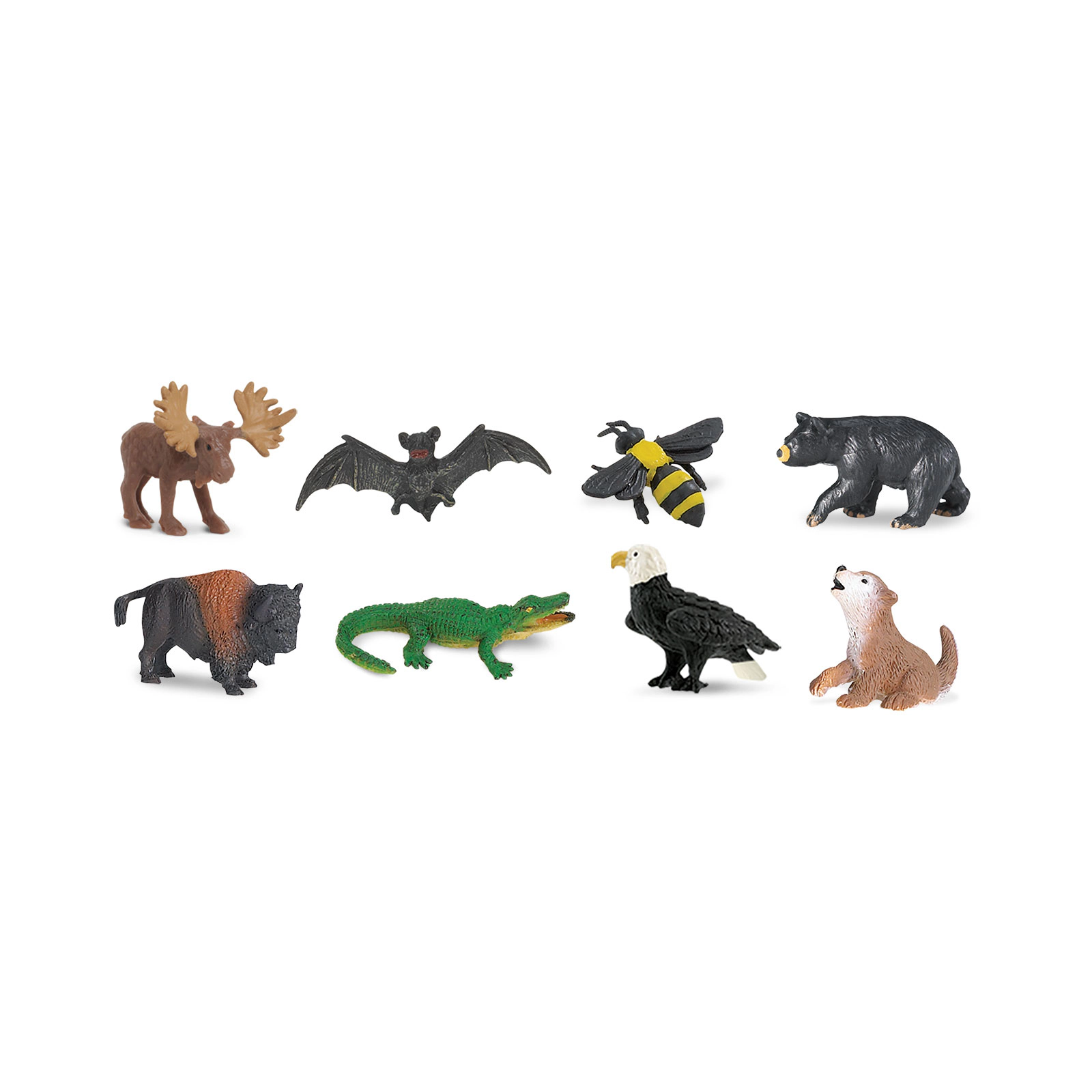 Safari Ltd. - Wild America Fun Pack - 8 Mini Toy Figurines for Kids