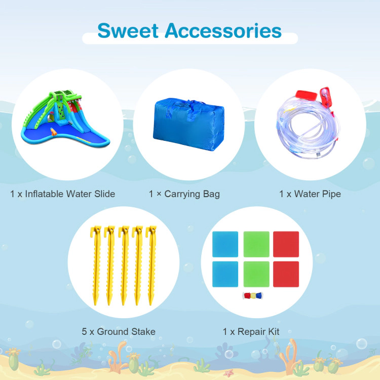 Hivvago 7-in-1 Inflatable Bounce House with Splashing Pool without Blower