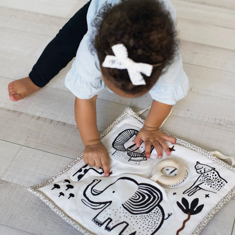 Wee Gallery Activity Pad, Safari - Sensory Tummy Time Play Mat, 100% Organic Cotton