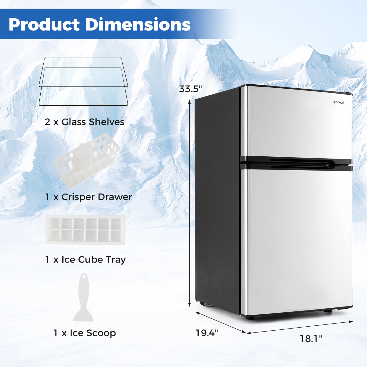 LJG 3.2 Cu.Ft Mini Fridge with Freezer Double Door Small Refrigerator with Adjustable Thermostat