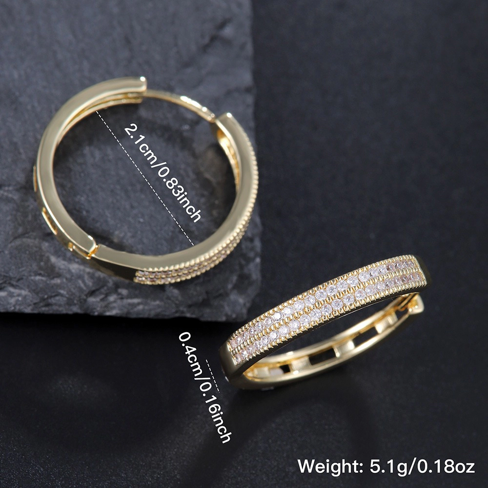 Double Row Pave Cubic Zirconia Rectangle Hoop Earring