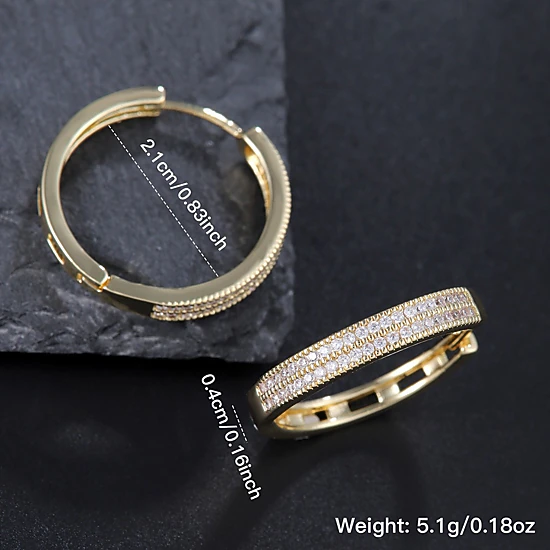 Double Row Pave Cubic Zirconia Rectangle Hoop Earring