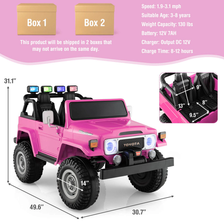 Hivvago 12V 2-Seat Licensed Kids Ride On Toyota FJ40 Car with 2.4G Remote Control