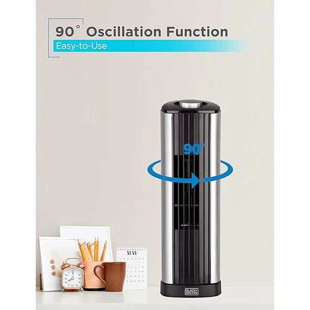 Black+Decker Mini Oscillating Tower Fan - 2 Speeds, 90° Oscillation, 5 ft Cord