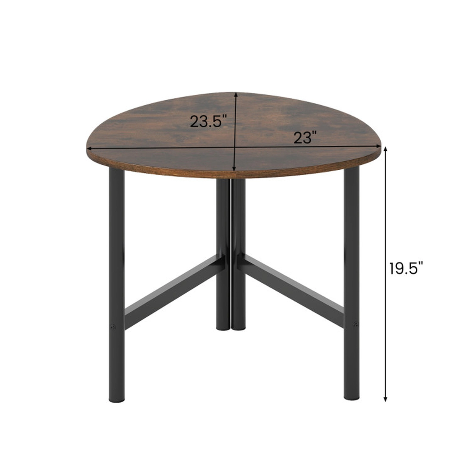 SUGIFT 23.5-in 132-lb Capacity Irregular Triangle Industrial Coffee Table with Metal Legs and Grip Pads