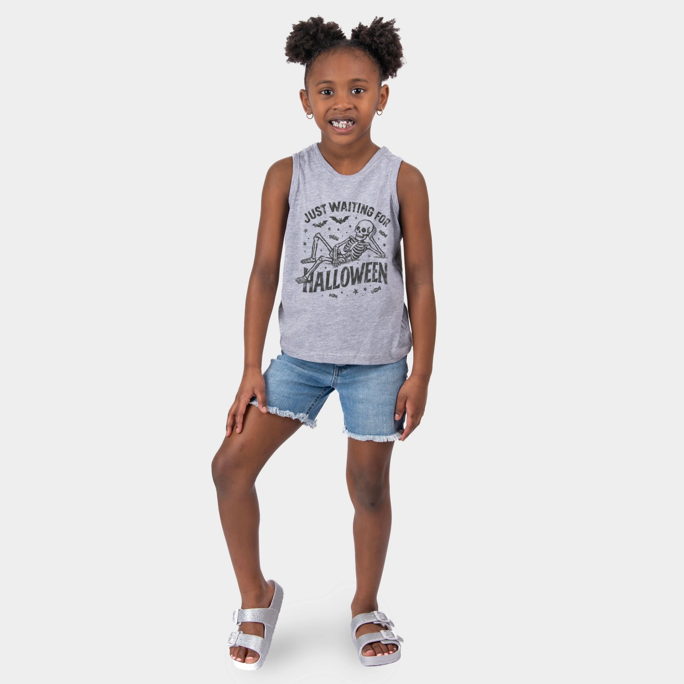 The Juniper Shop - Youth Tank Top Just Waiting For Halloween Skeleton