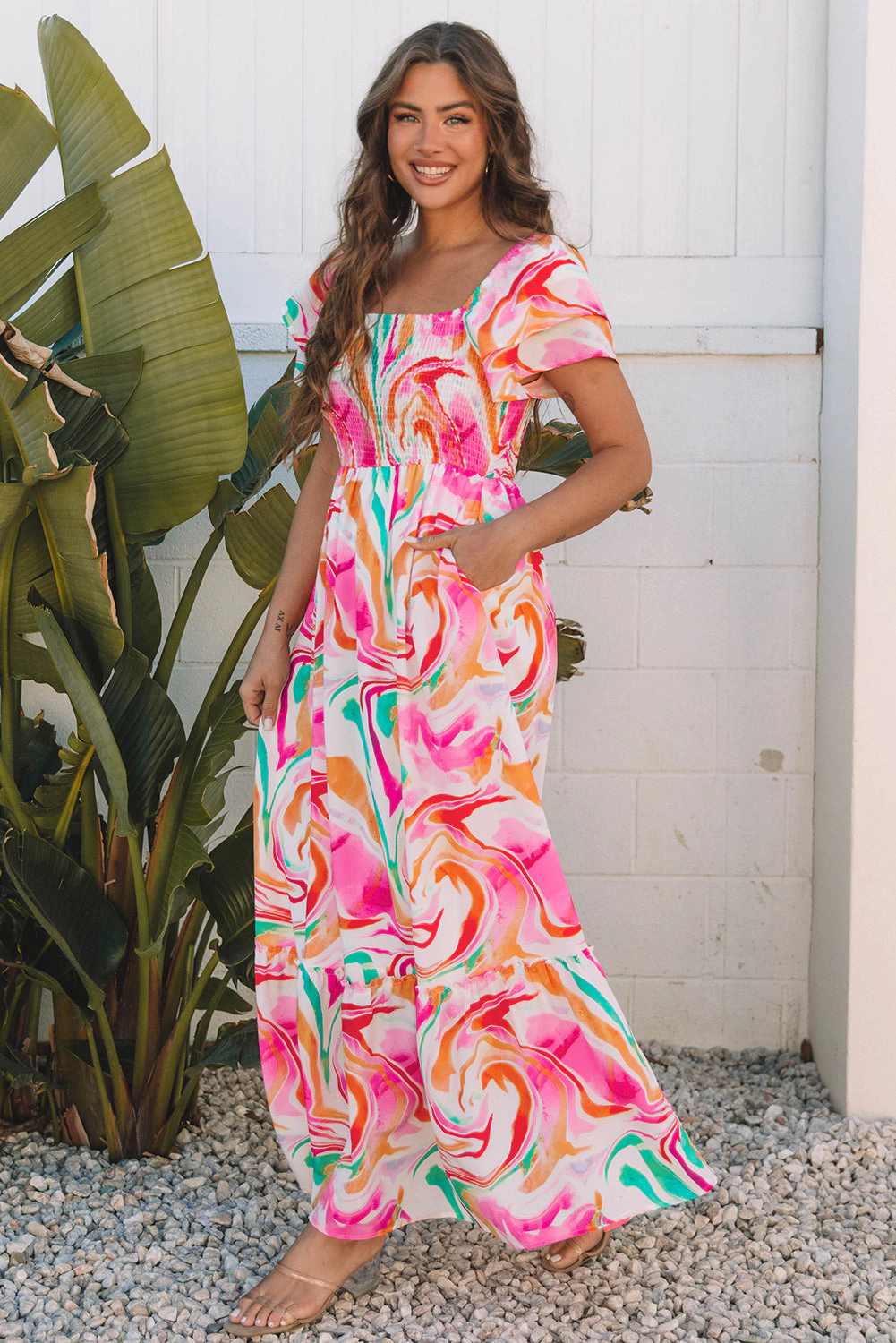 Threaded Pear Women's Avery Smocked Bust Maxi Dress