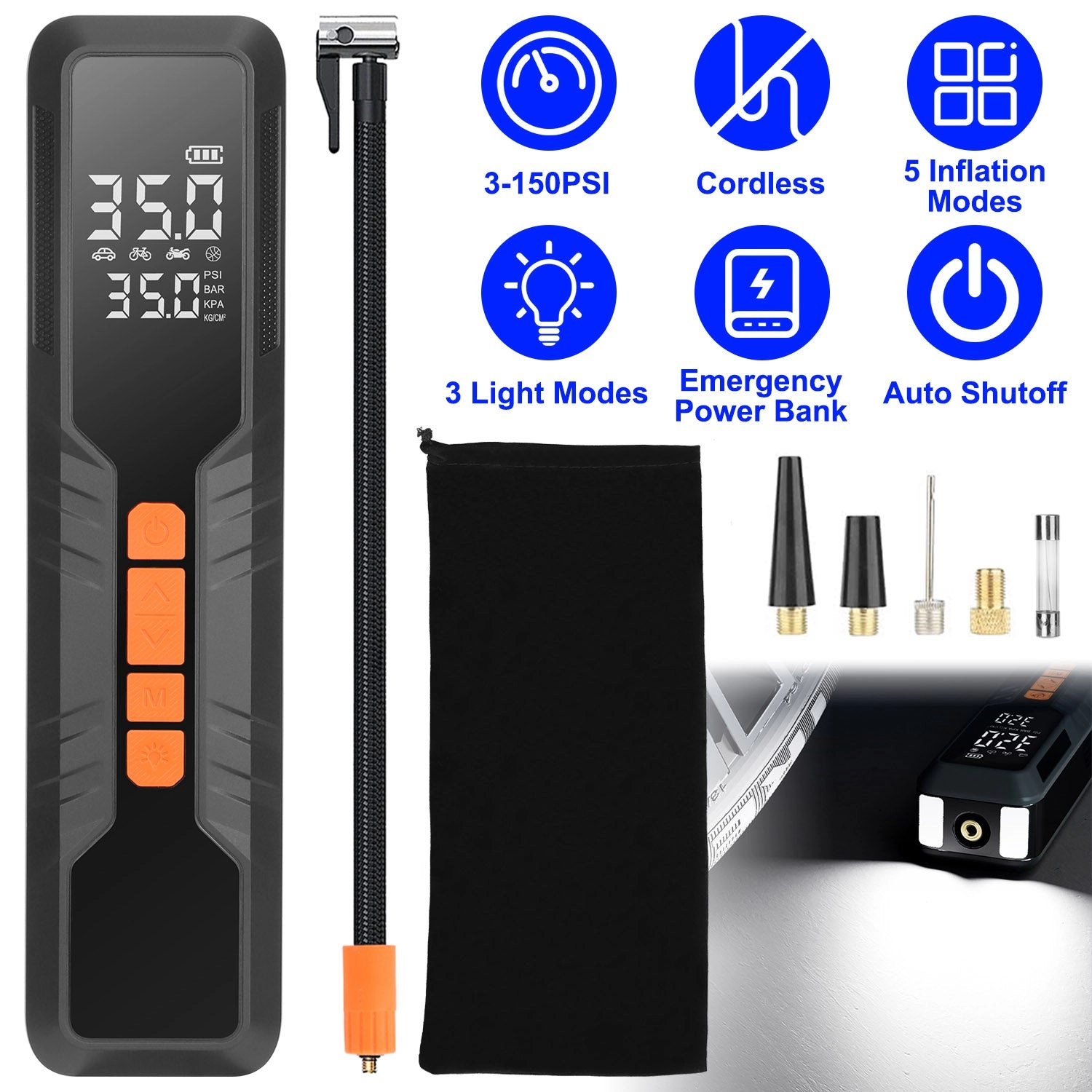 GBruno 150PSI Digital Tire Inflator Air Compressor