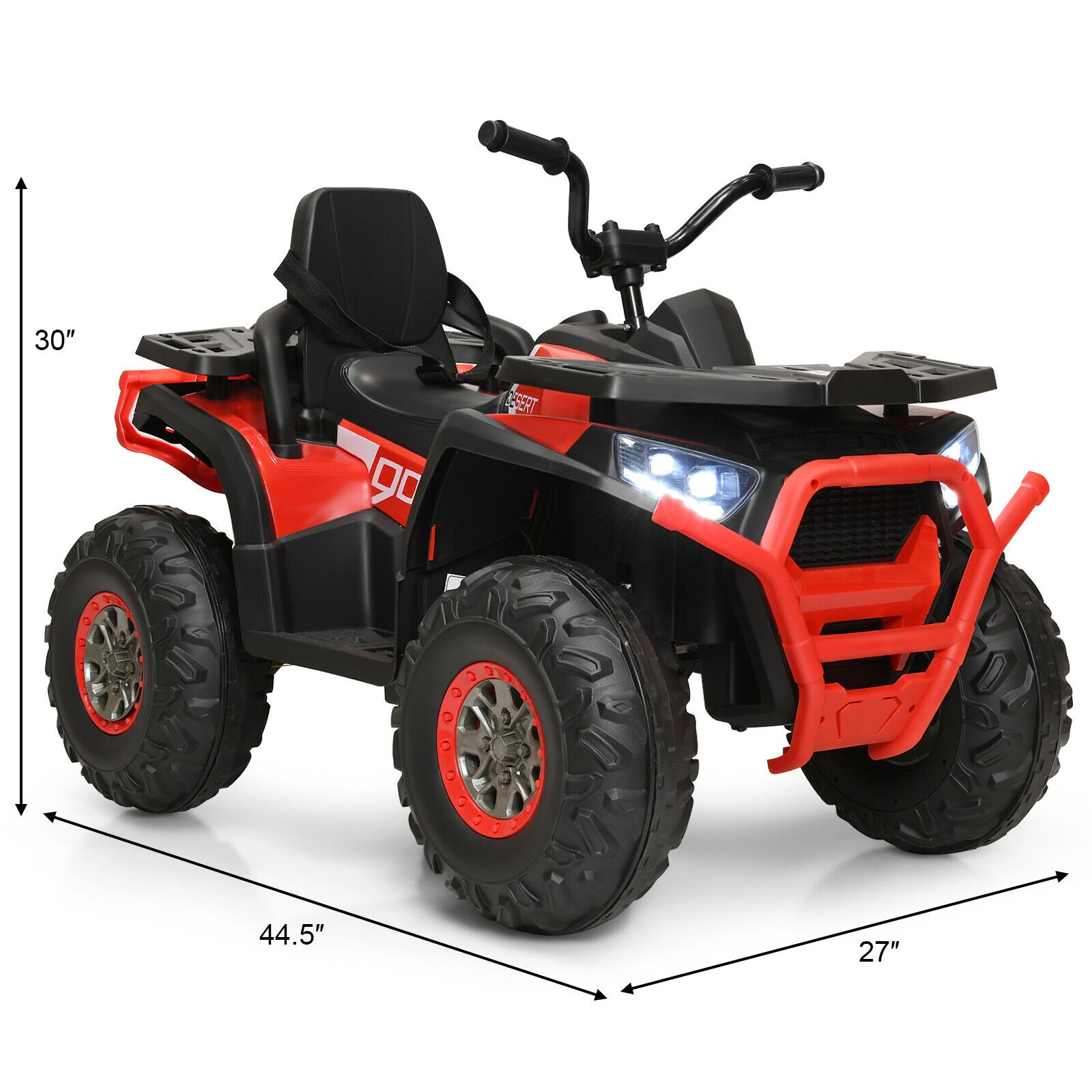 SUGIFT Kids Red 12V Ride On 4-Wheeler ATV Quad with MP3 and LED Lights 44.5-in W 30-in H 110-lb Rider Capacity