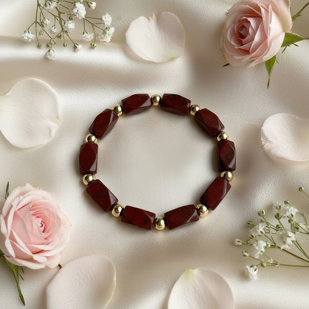 DressAtR Women's Red Jasper Stretch Bracelet