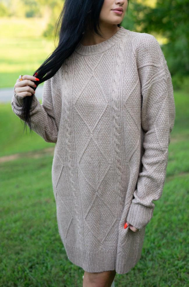 Threaded Pear Women's Aura Cable Knit Sweater Dress
