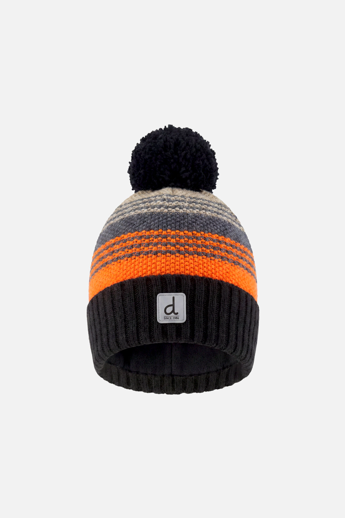 Deux par Boys Striped Winter Acrylic Knit Hat with Pompom