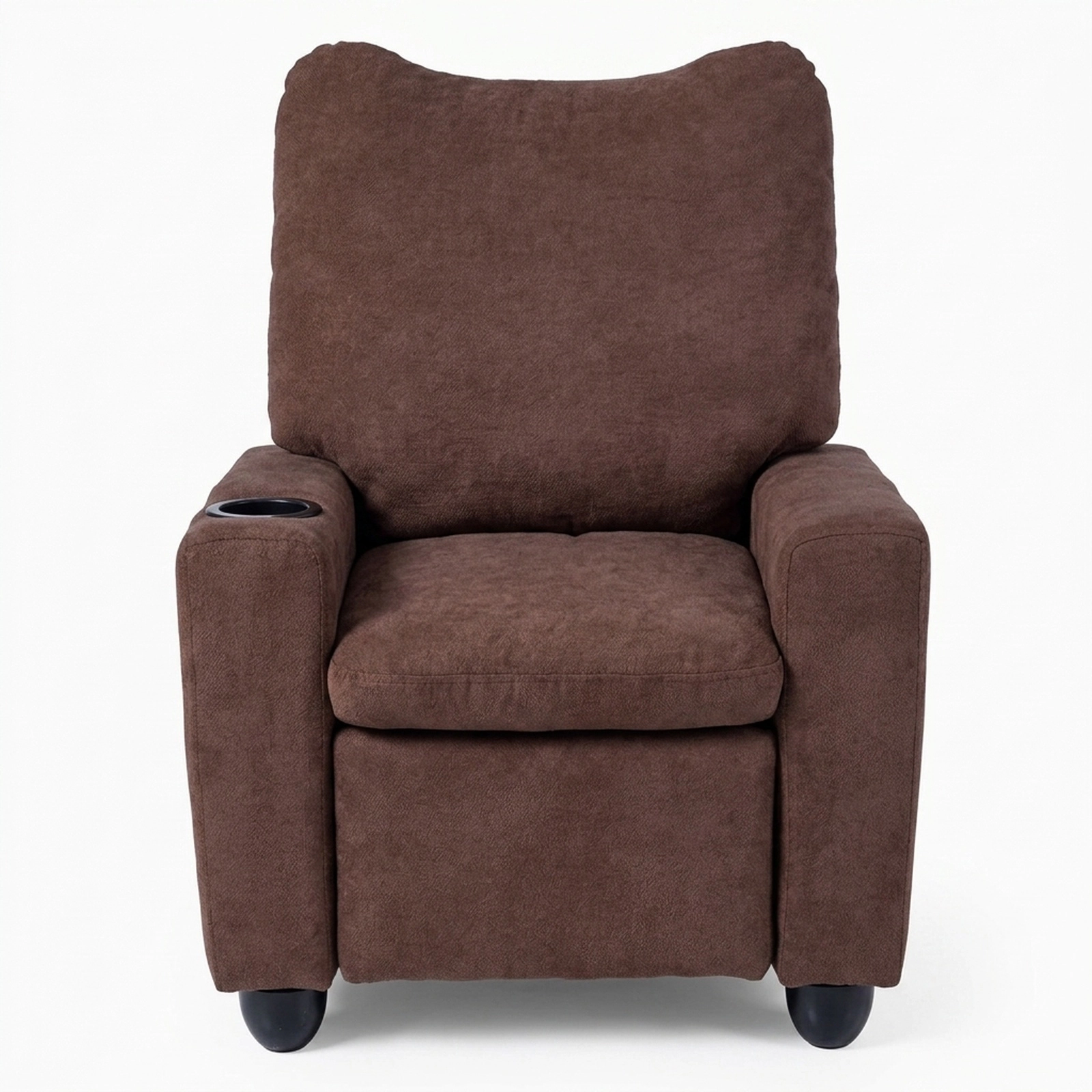SUGIFT Push-Back Kids Recliner Toddler Single Sofa Chair Adjustable Footrest & Cup Holder 150-lb Capacity Ages 3+ Brown