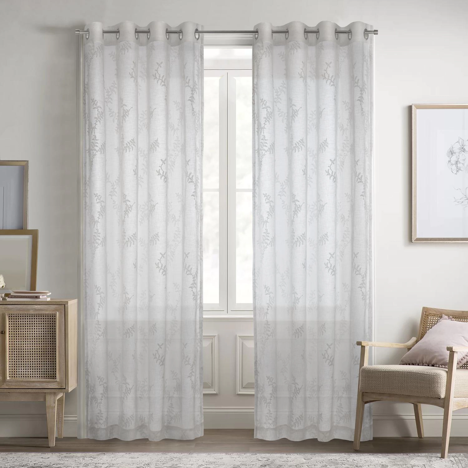 Habitat Anita Sheer Energy Efficient Grommet Curtain Panel for Windows 52" x 95"  Off White