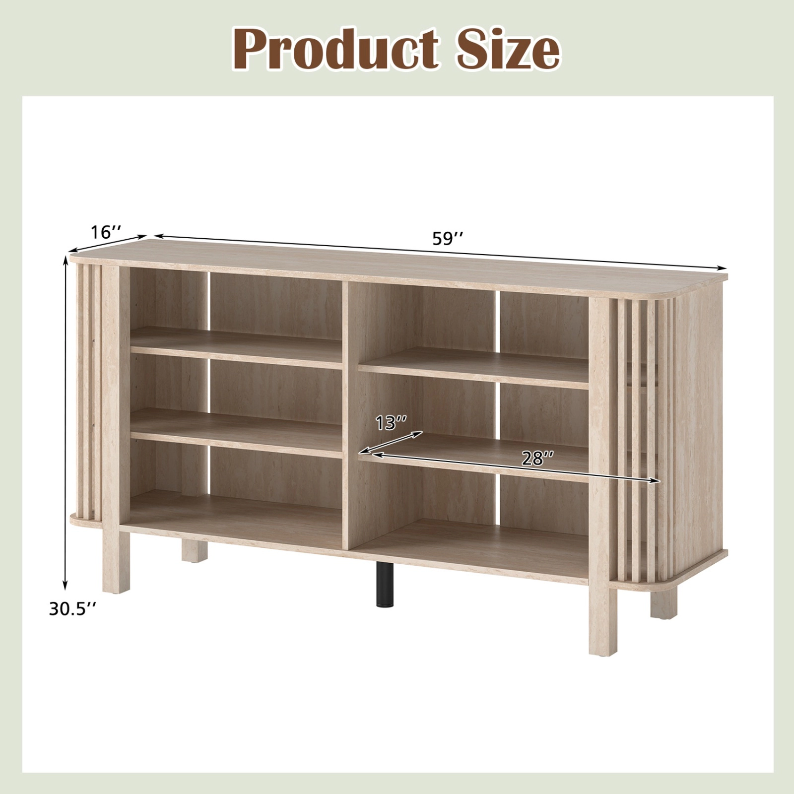 SUGIFT 59-In Natural TV Stand for TVs Up to 55 In, 5-Leg Base, Adjustable Shelves