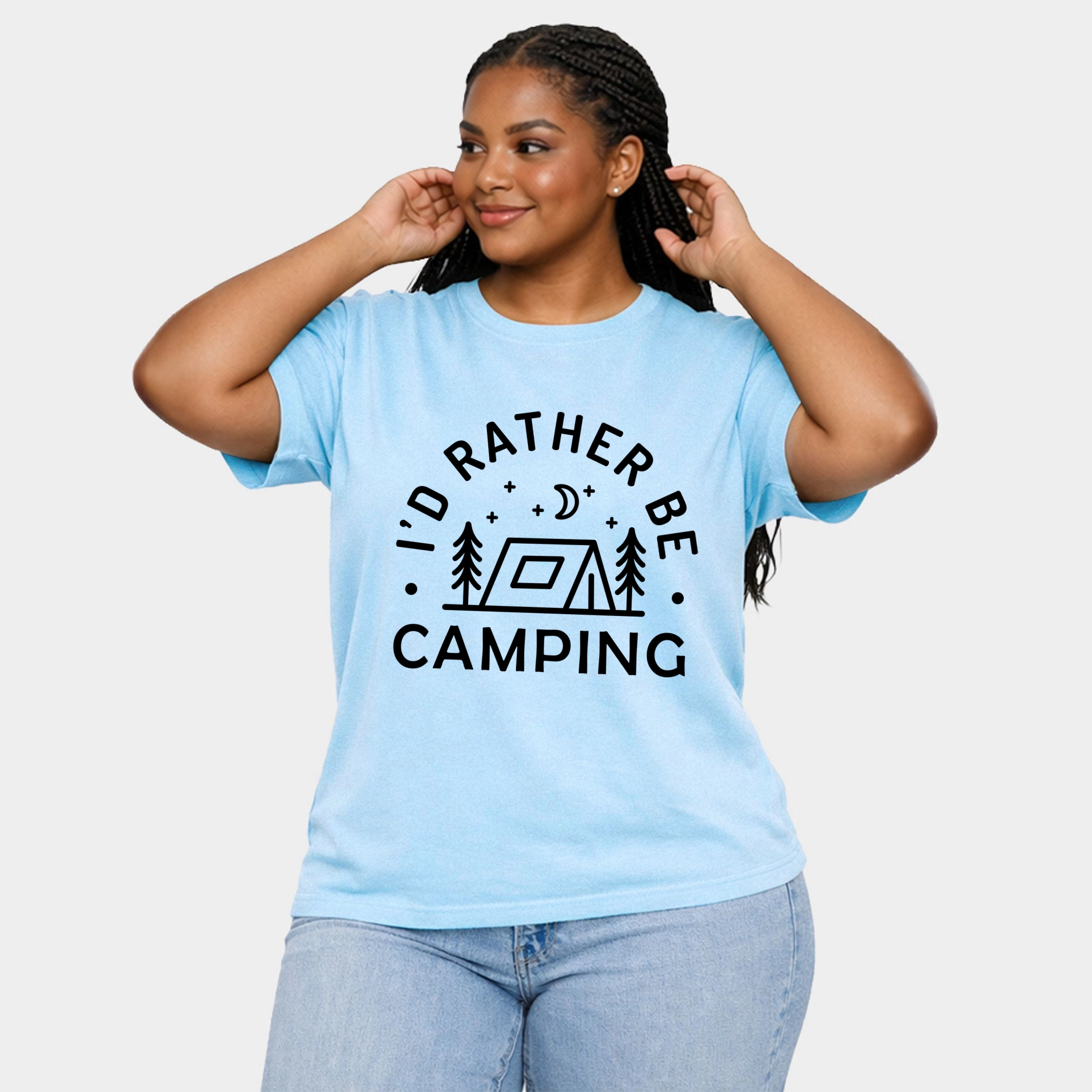 Simply Sage Market - I'd Rather Be Camping Tent Women's Plus Sized Garment Dyed Graphic T-Shirt