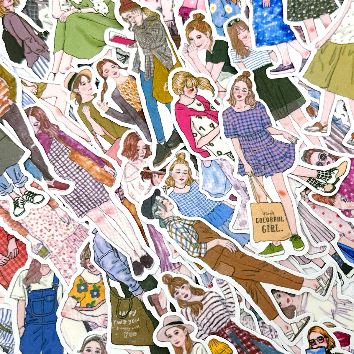 Wrapables Fashion Women People Vinyl Stickers for Scrapbooking, Journaling, Water Bottles, 100pcs, Lifestyle Ladies