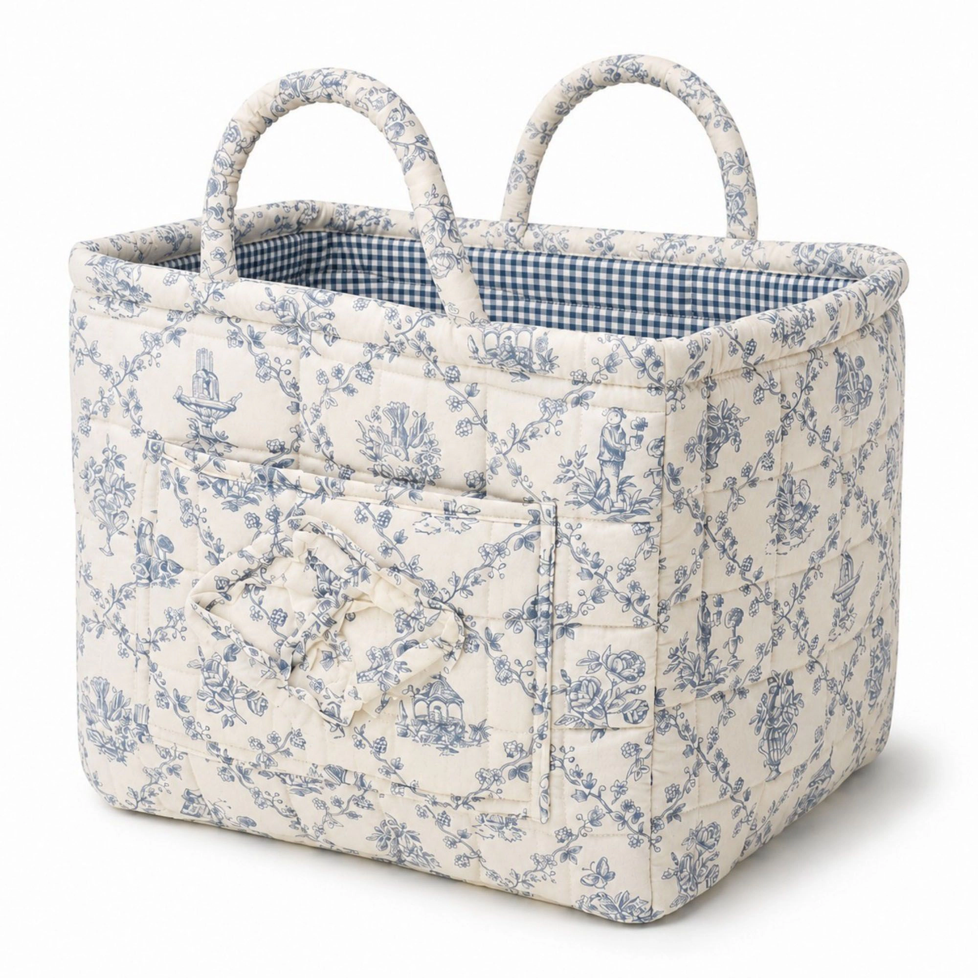 Alilang Unisex Quilted Floral Storage Caddy with Handles for Dorm Bathroom Vanity and Laundry Room