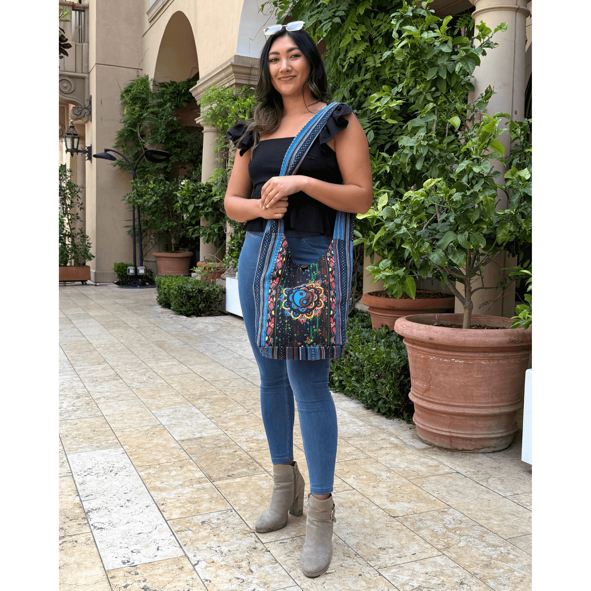 Kathmandu Collection Womens Yin Yang Print Hobo Bag