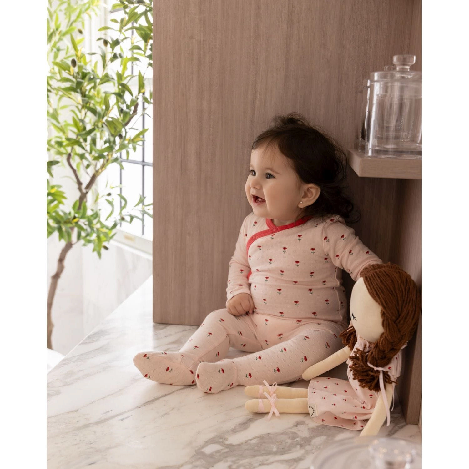MeMoi Baby Girls "Plant Your Dreams And Grow Happy" Floral Pointelle Footie