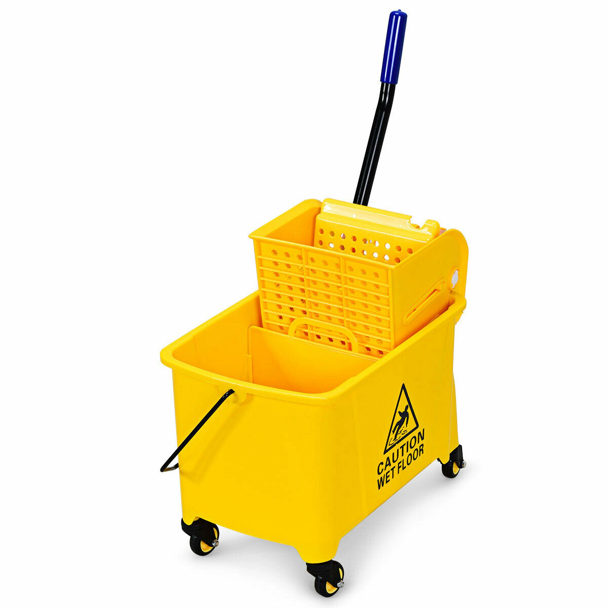 LJG 21 Quart Mop Bucket Side Press Wringer on Wheels with Panel