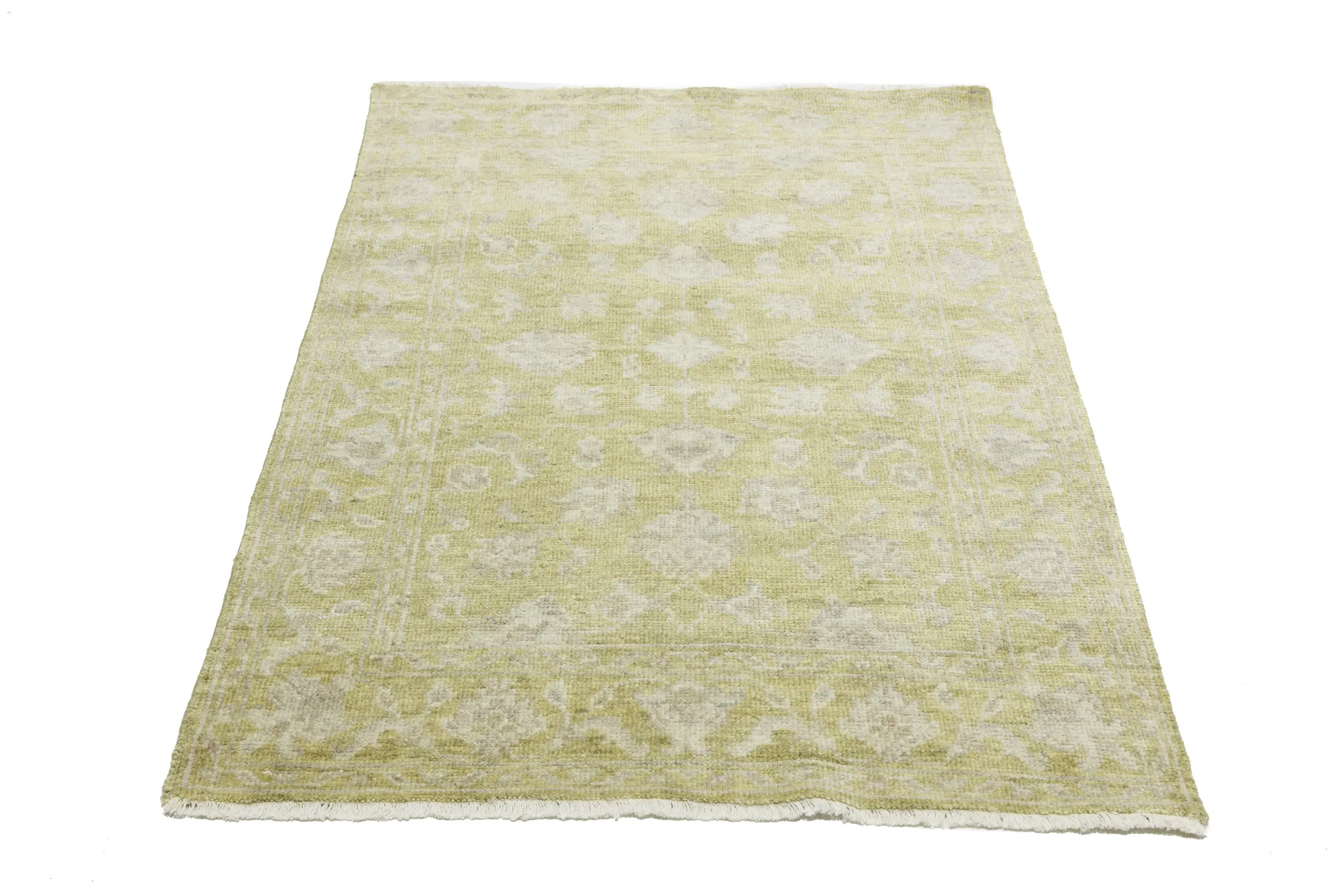 Magic Rugs Muted Golden Yellow Floral 3X5 Transitional Oriental Rug