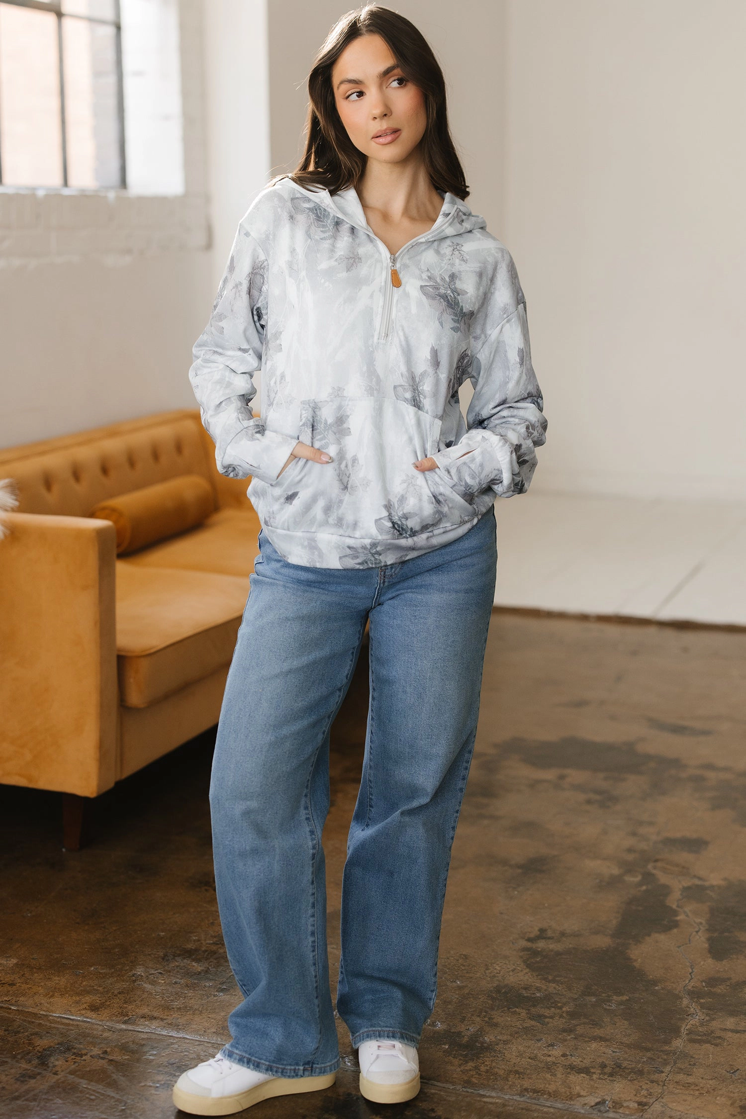 Threaded Pear Women's Sariyah Kangaroo Quarter Zip Hoodie