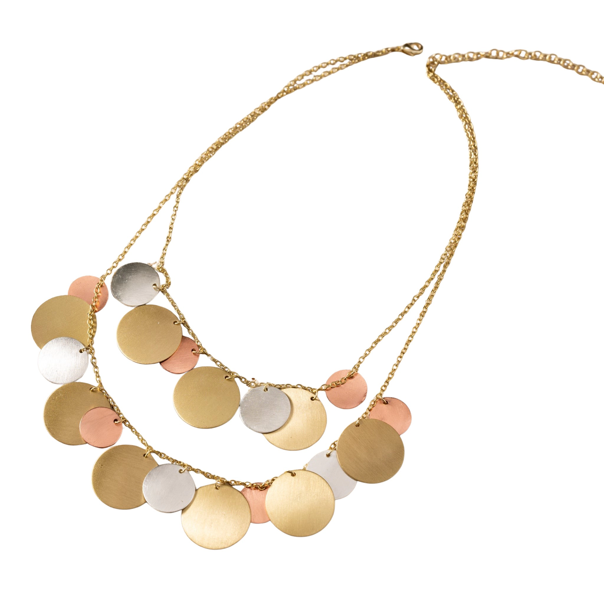 Ten Thousand Villages Jharana Layered Disc Necklace