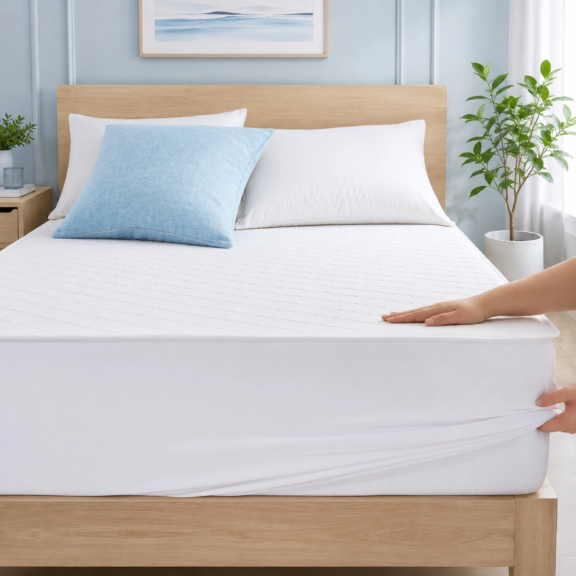 Unikome Cooling Stretch Knit Mattress Pad, Cool Touch Cover with Airy Mesh Gusset