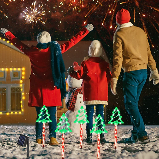 GBruno Solar-Powered Christmas Pathway Stake Lights