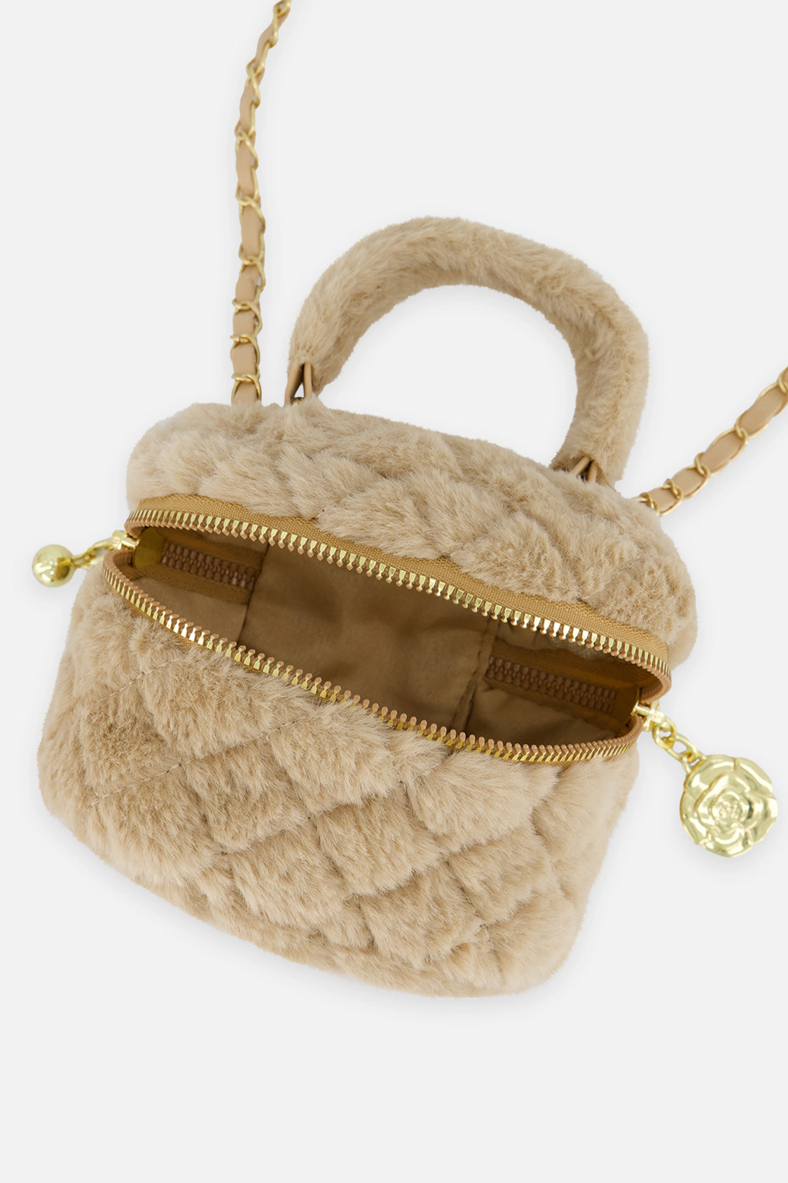 Deux par Deux Girls Quilted Faux Fur Chain Shoulder Bag