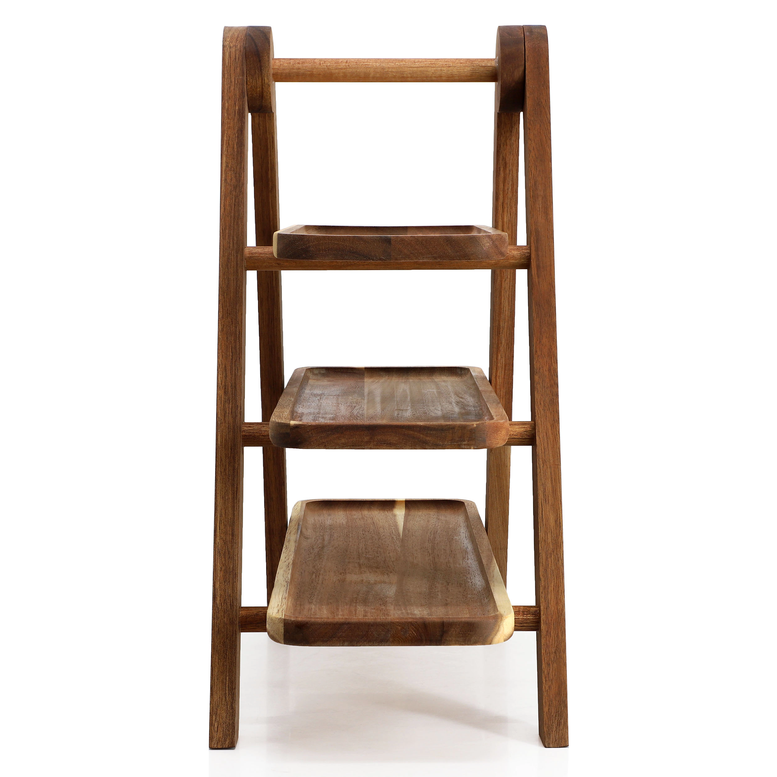MegaChef Acacia Wood 3 Tiered Rectangular Ladder Tray Set