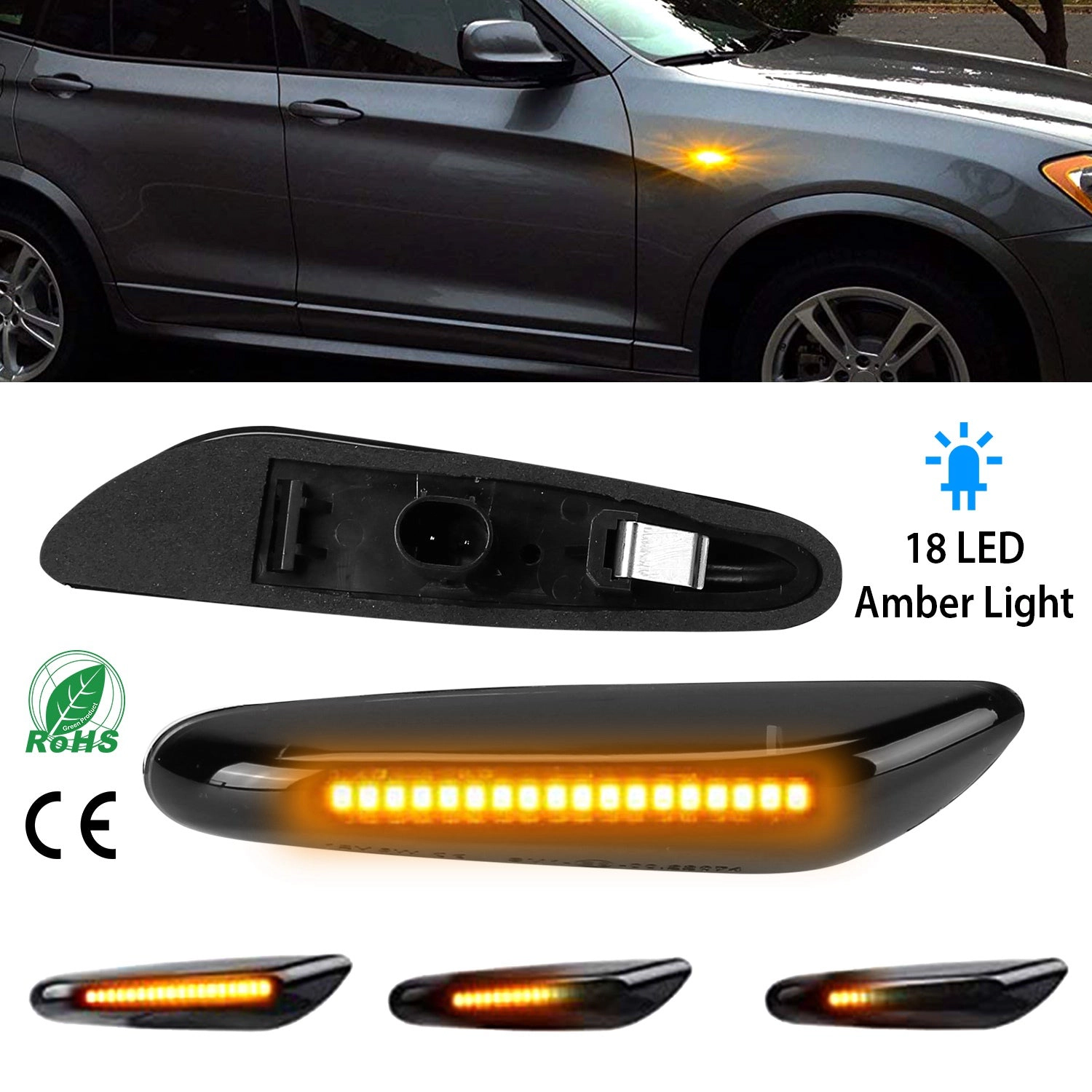 GBruno Dynamic Amber LED Side Marker Light For BMW