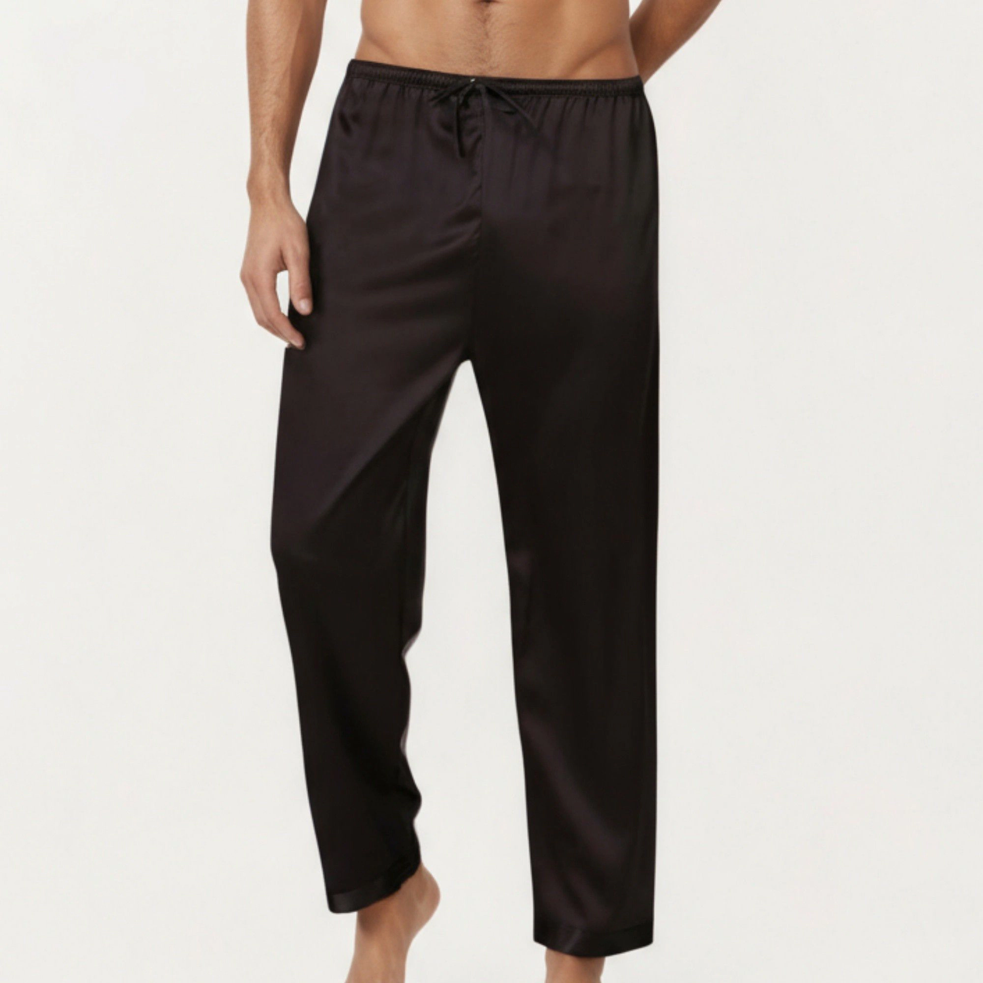 Anna-Kaci Men's Satin Lounge Pants with Elastic Waistband and Straight -Leg Fitted