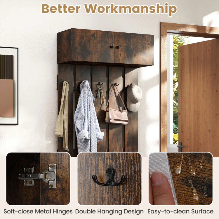 Hivvago Entryway Wall Coat Rack Mounted Clothes