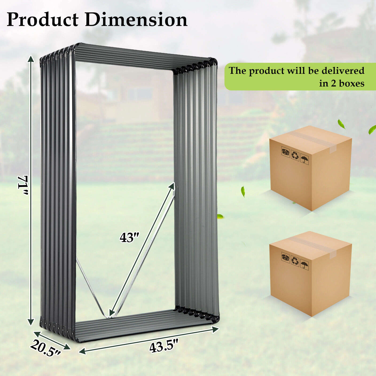 Hivvago Galvanized Metal Raised Garden Bed