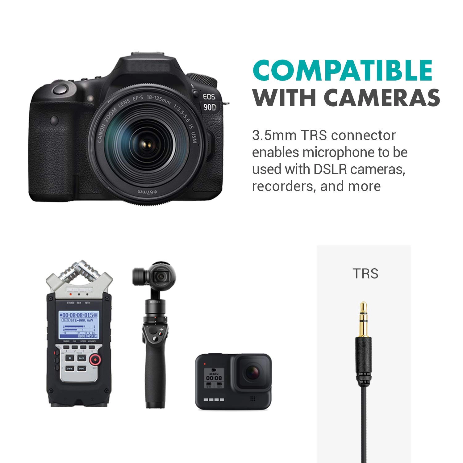 Movo WMX-LAV Lavalier Microphone for The WMX-1, WMX-7, WMX-20 and Edge Wireless Systems - Lav Mic with 75" 3.5 TRS