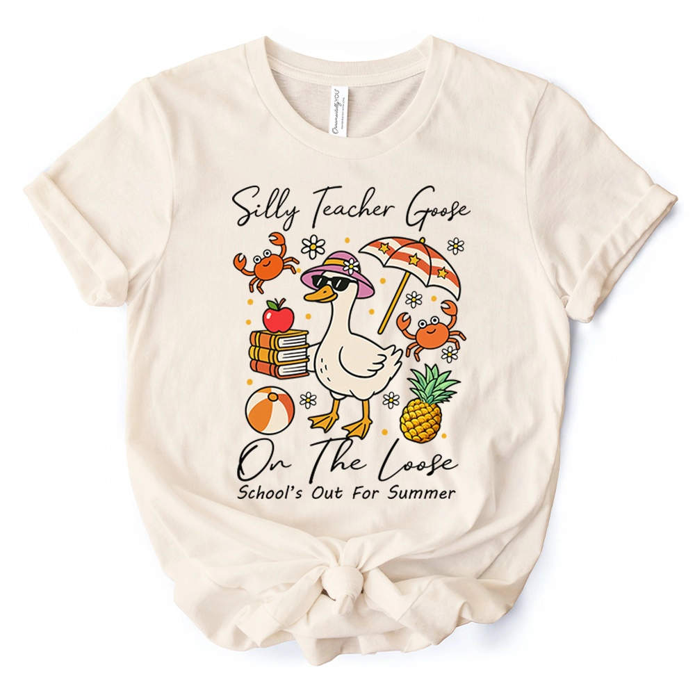 OrnamentallyYou Womens Last Day Teacher Goose T-Shirt