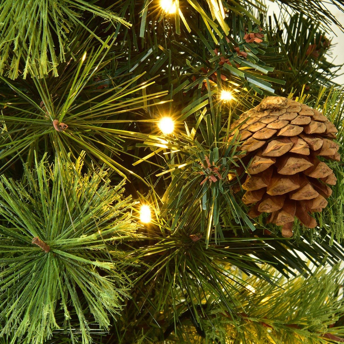 Glintex 4-Ft Pre-Lit Christmas Tree with Red Berries Pine Cones and 60 LEDs, Green